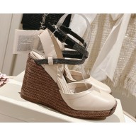 Brunello Cucinelli  calfskin wedge sandals white heel 9cm 2025