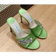 Jimmy Choo Stacy 100 mules Satin Crystal green 2025