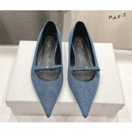 CELINE SUZY POINTY TOE BALLERINA IN denim blue 2025
