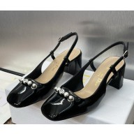 Dior Paris slingback pumps black patent calf leather heel 5.5cm 2025