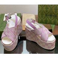 Gucci heel 12cm platform 7cm Original GG canvas light purple 2025
