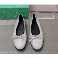 Balenciaga crystal Ballet flats with bow silver 2025 