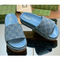 Gucci platform slides GG canvas denim blue 0312-2025