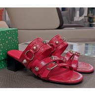 Balenciaga heel 5.5cm Cagole leather sandals red 2025
