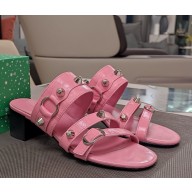 Balenciaga heel 5.5cm Cagole leather sandals pink 2025