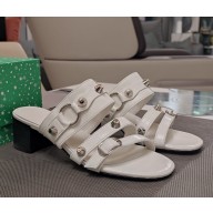 Balenciaga heel 5.5cm Cagole leather sandals white 2025