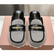 MIU MIU Canvas and leather mules Black/Brandy 5D377E 2025