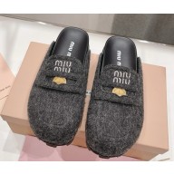 MIU MIU wool felt mules black 2025