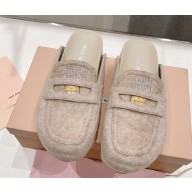 MIU MIU wool felt mules beige 2025