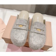 MIU MIU wool felt mules grey 2025