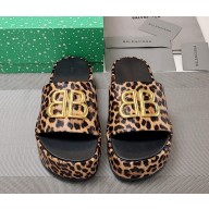 Balenciaga platform 4.5cm BB logo mules leopard brown 2025