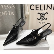 CELINE JUDY DOUBLE STRAP MARY JANE SLINGBACK IN PATENT CALFSKIN black heel 6.5cm 2025