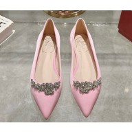 Roger Vivier Efflorescence Ballerinas in satin light pink 2025 