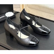 Chanel Mary Janes Lambskin & Patent Calfskin G46323 black heel 5cm 2025