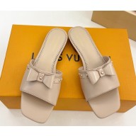 Louis Vuitton LV x TM 6AM Flat Mule patent and calf leather beige 2025