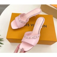 louis vuitton LV x TM 6AM Mule calf leather light pink heel 5.5cm 0313-2025