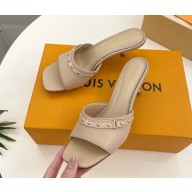 louis vuitton LV x TM 6AM Mule calf leather beige heel 5.5cm 0313-2025