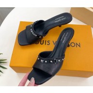 louis vuitton LV x TM 6AM Mule calf leather black heel 5.5cm 0313-2025