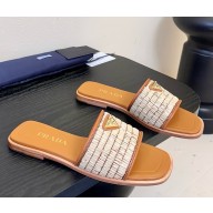 Prada Raffia Slide sandals beige 2025