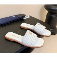 Prada Raffia Slide sandals white 2025