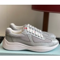 Prada women/men Patent leather and technical fabric Prada America's Cup sneakers 4E3400 Pearl / Silver 2025