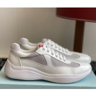 Prada women/men Patent leather and technical fabric Prada America's Cup sneakers 4E3400 White/Silver 2025