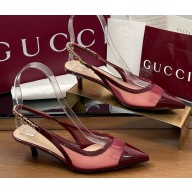 Gucci Signoria slingback pump Gucci Rosso Ancora red mesh patent leather trim 816636 heel 4.5cm 2025