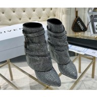 Givenchy heel 9.5cm Shark Lock Stiletto ankle boots in satin with strass black 2025