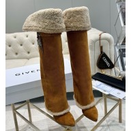 Givenchy heel 9.5cm Shark Lock Stiletto boots in suede and shearling hazel 2025