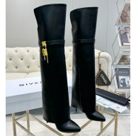 Givenchy heel 9.5cm Shark Lock Stiletto over-the-knee boots in leather black 2025
