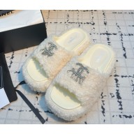 Chanel mules platform with CC crystal white 031703 2025