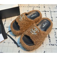 Chanel mules platform with CC crystal brown 031704 2025