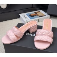 Chanel Mules Lambskin G46480 light pink heel 4.5cm 2025