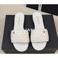 Chanel slides sandals knit white 031715 2025