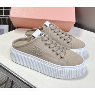 MIU MIU Denim sneaker mules 5E390E Colonial Beige 2025