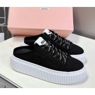 MIU MIU Denim sneaker mules 5E390E black 2025