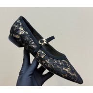 Gianvito Rossi Claudia suede-trimmed lace Mary Jane flats 03 2025
