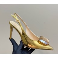 Gianvito Rossi  85mm patent leather Jaipur pumps gold 2025