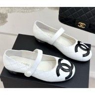 Chanel mary janes lambskin CC logo white 0317-2025