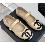 Chanel mary janes lambskin CC logo beige 0317-2025