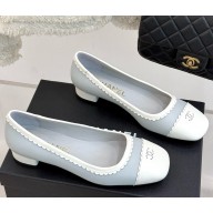 Chanel lambskin pumps light blue/white 2025