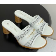 DIOR D-Lane Heeled Slide white Calfskin with Openwork Microcannage Motif heel 5.5cm 2025