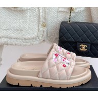 Chanel mules silk with flowers printing beige 2025