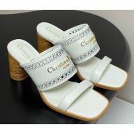 DIOR D-Lane Heeled Slide white Calfskin with Openwork Microcannage Motif heel 5.5cm 2025