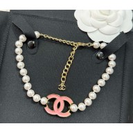 Chanel Choker Metal, Glass Pearls & Resin Gold, Pearly White & Pink ABF374-B19980 2025