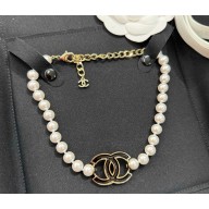 Chanel Choker Metal, Glass Pearls & Resin Gold, Pearly White & Black ABF374-B19980 2025