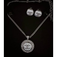 Chanel Pendant Necklace Metal, Resin & Strass Silver, White & Crystal ABF020 2025