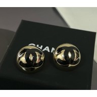 Chanel Stud Earrings Metal & Resin Gold & black ABE810 2025