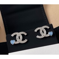 Chanel Stud Earrings Metal, Resin & Strass Silver, Blue & Crystal ABF526-B19974 2025