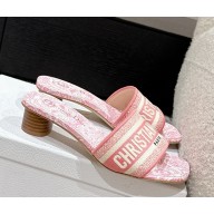 Dior Dway Heeled Slide Embroidered Cotton heel 3.5cm 19 2025